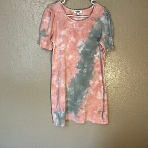 BB Dakota tie dye cotton dress pink green small